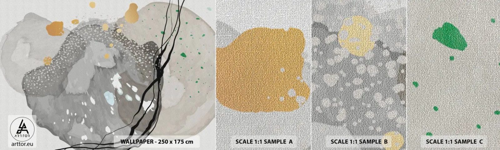 Amostra de papel de parede Premium Canvas - Composição orgánica - Abstração, Borrões, Pintar - 100x30 cm