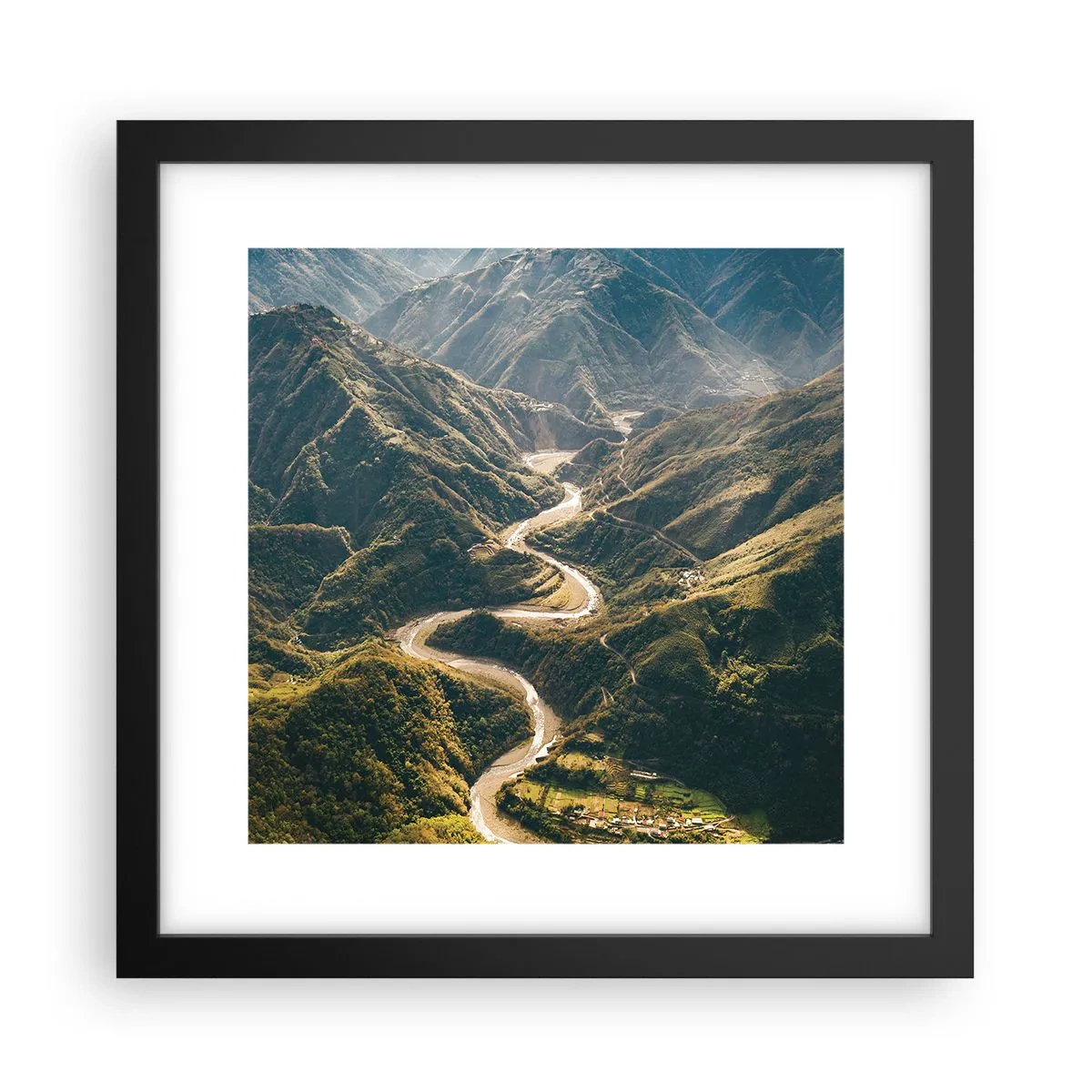 Pôster com moldura preta - Direto do coração das montanhas - 30x30 cm