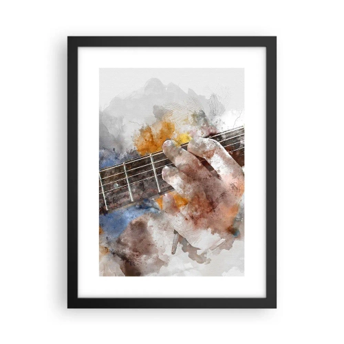 Pôster com moldura preta - Poesia entre as cordas - 30x40 cm