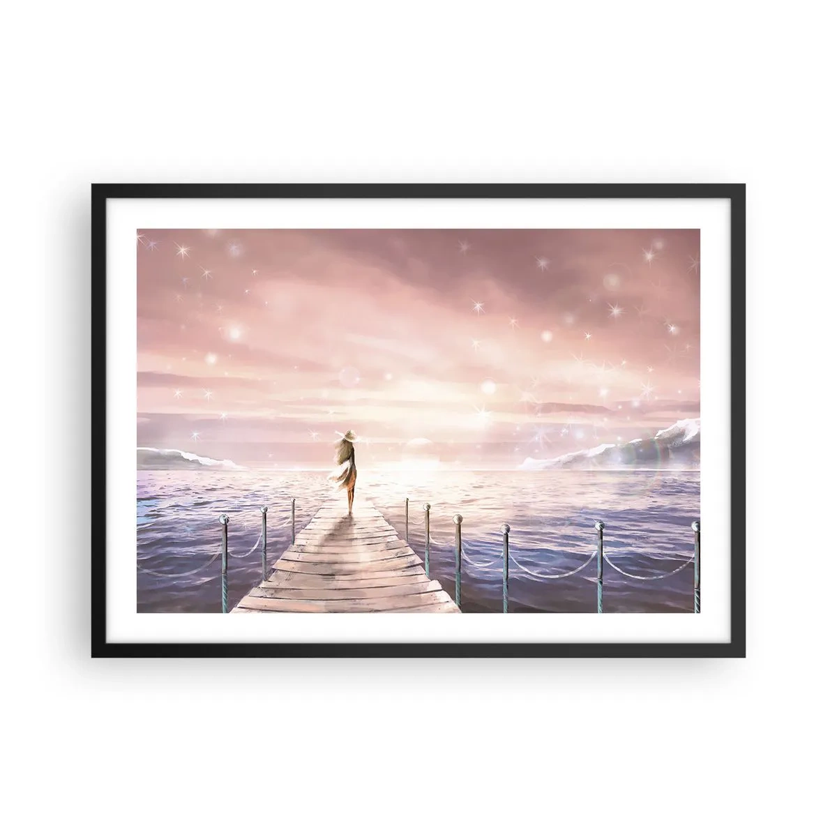 Pôster com moldura preta - À luz de um sonho - 70x50 cm