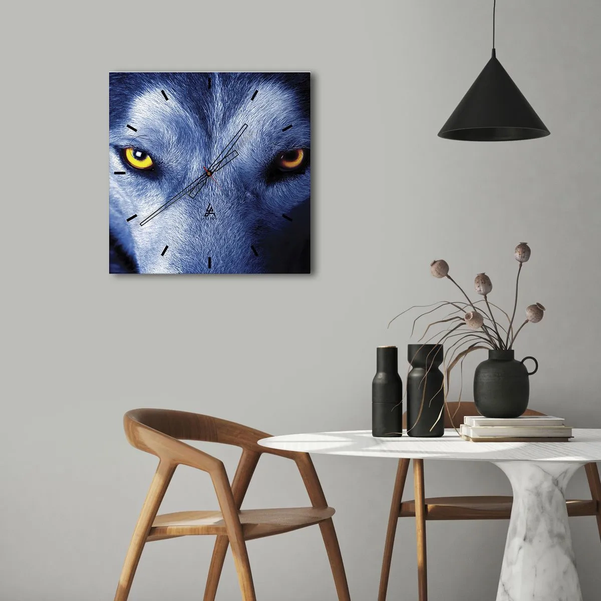 Relógio de parede - Relógio em vidro - Olhar hipnotizante - 30x30 cm