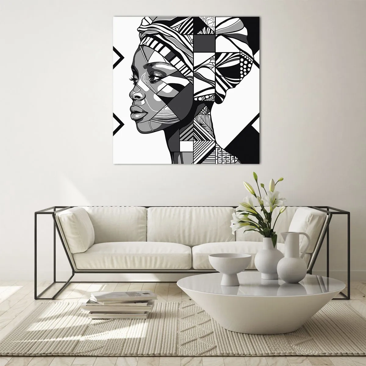 Quadro em vidro - Retrato étnico - 30x30 cm