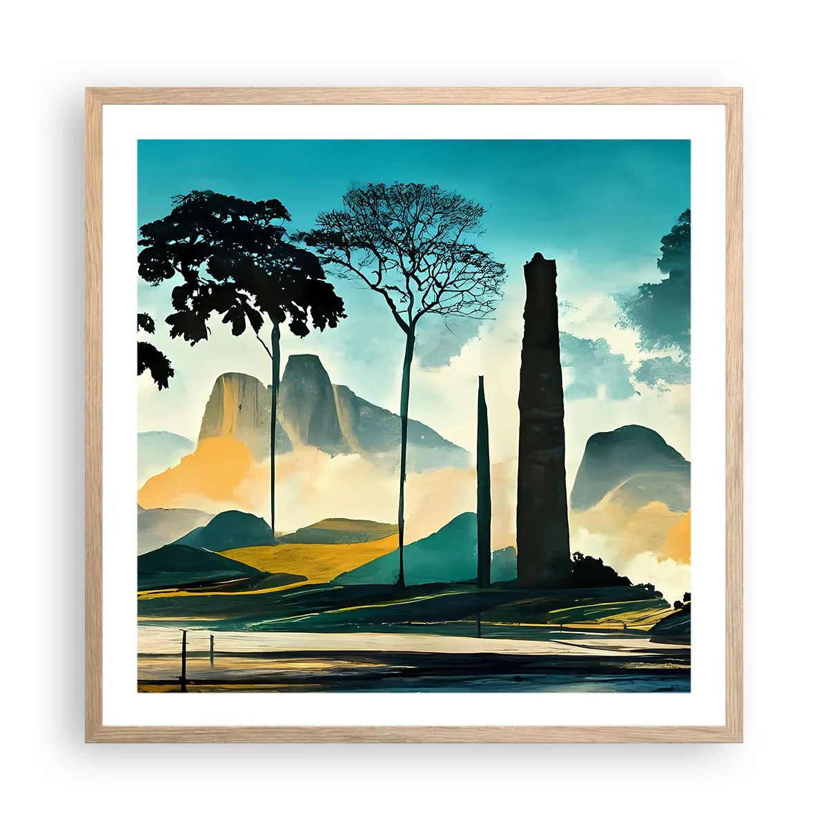 Pôster com moldura de carvalho claro - Cada vez mais alto - 60x60 cm