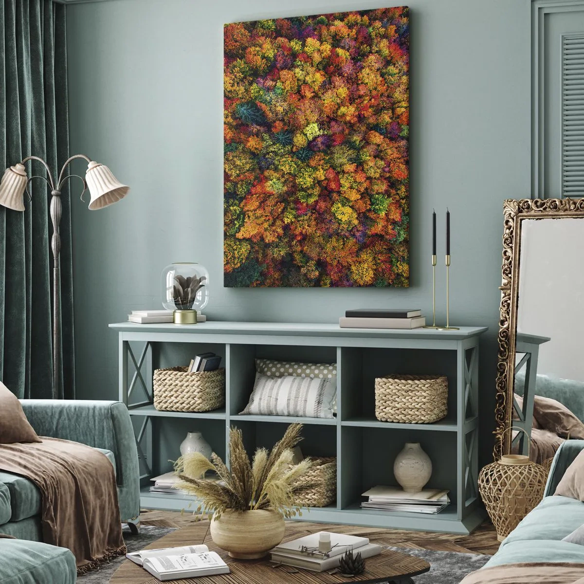 Quadro em tela - Bouquet de árvores de Outono - 45x80 cm