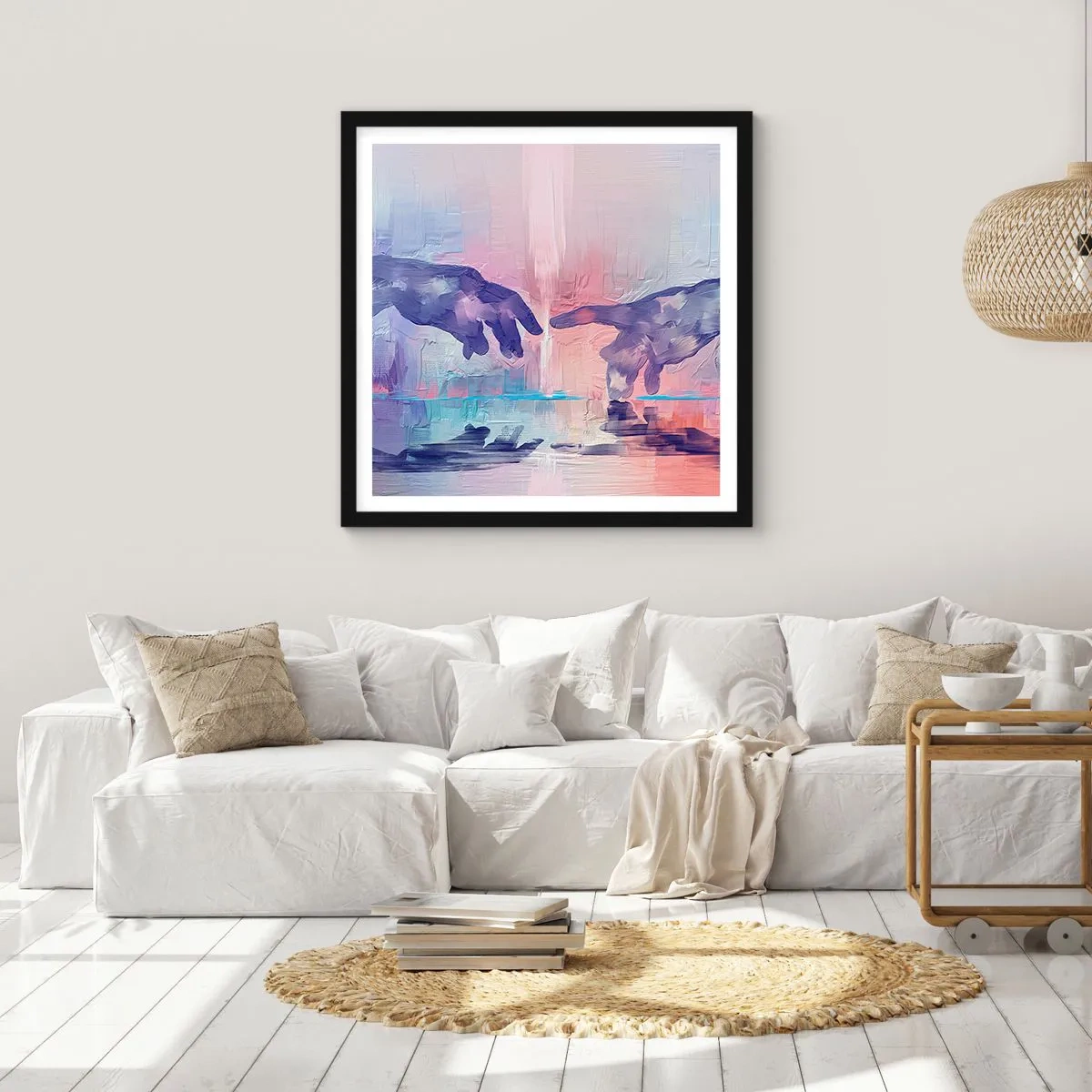 Pôster com moldura preta - Faísca divina da vida - 60x60 cm