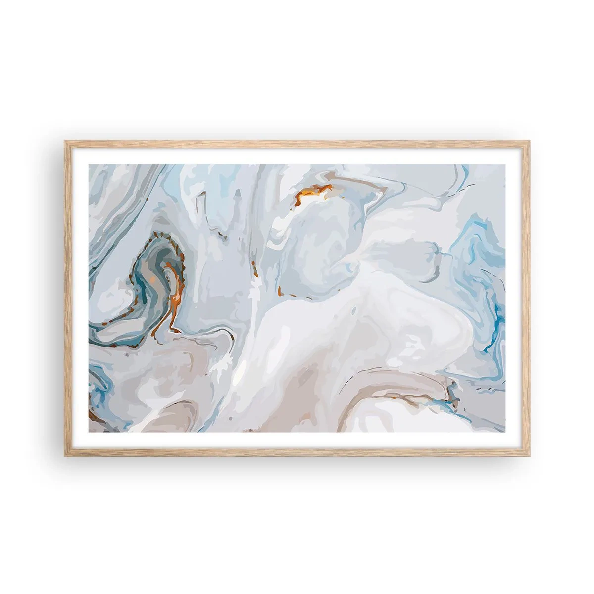 Pôster com moldura de carvalho claro - Branco elevado - 91x61 cm