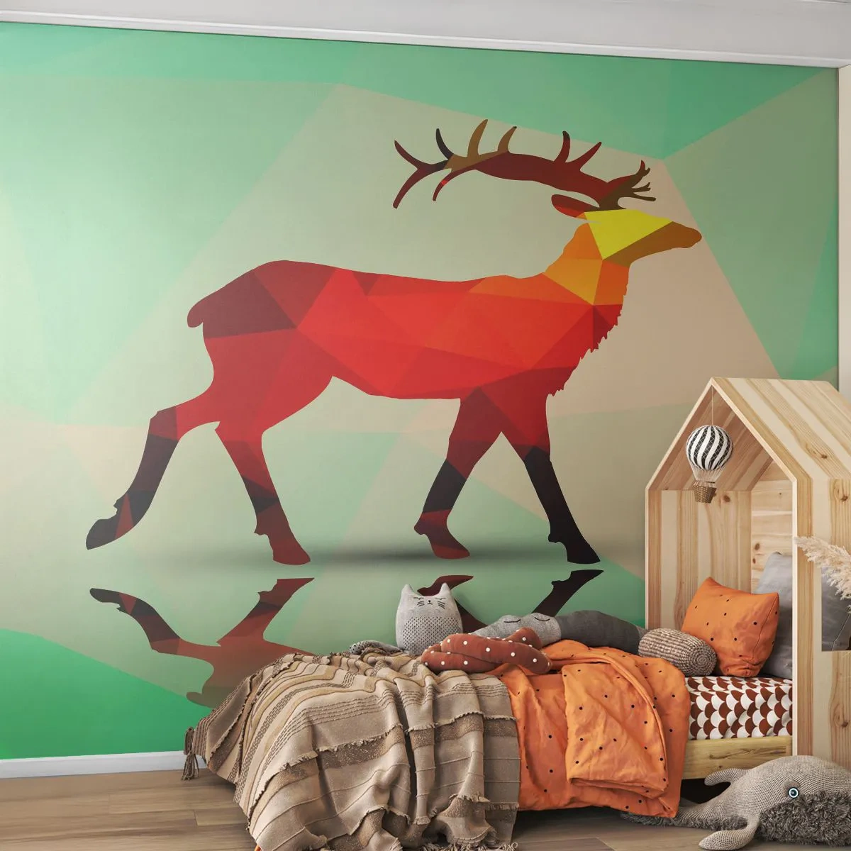 Papel de Parede Autocolante Deluxe Sticker - Veado geométrico - Animais, Cervo, Figura Geométrica - 250x175 cm