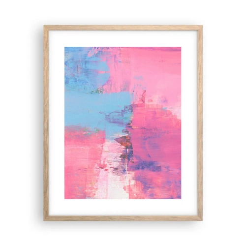 Pôster com moldura de carvalho claro - Rosa, azul e uma pitada de luz - 40x50 cm