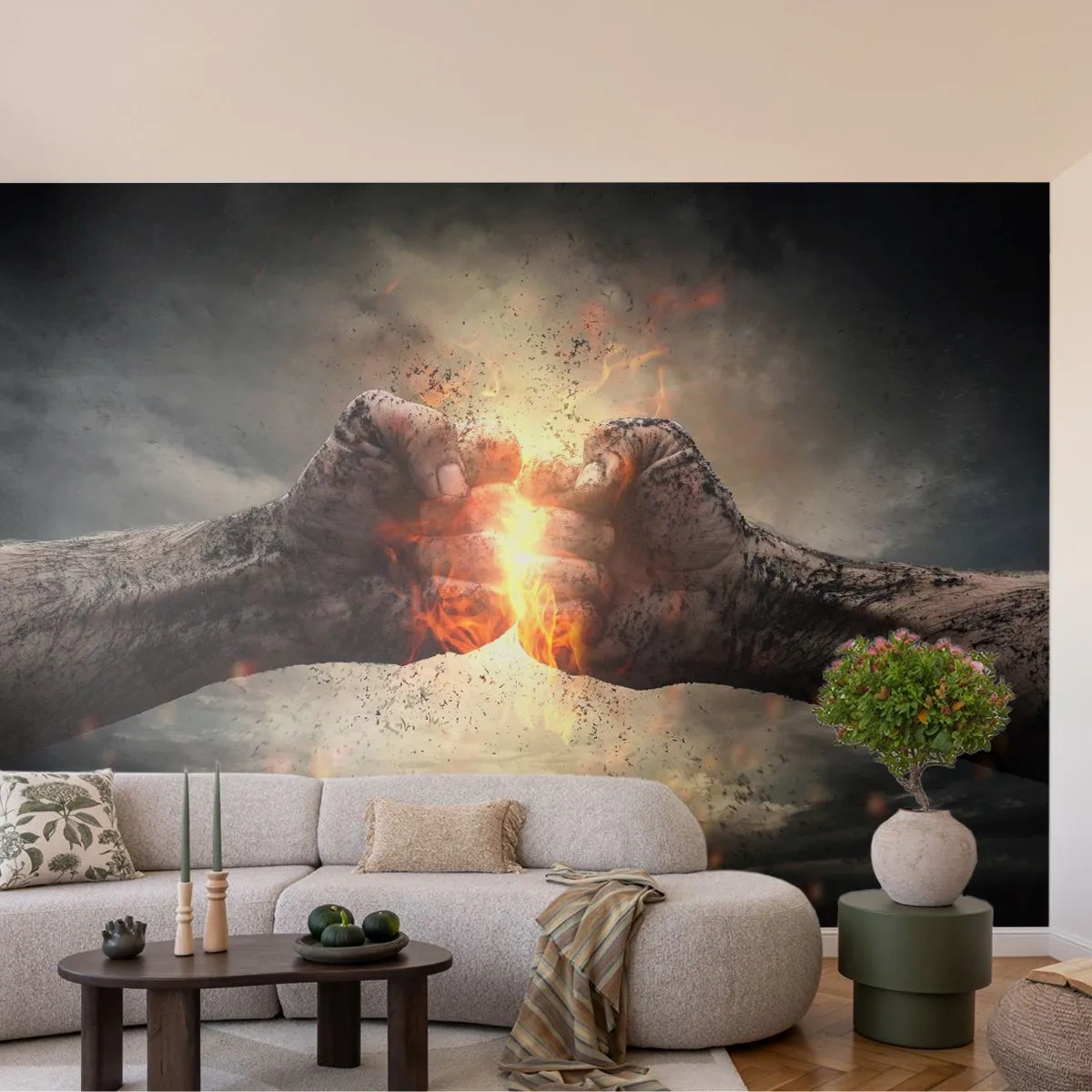 Papel de Parede Premium Canvas - Prepare-se para a luta - Abstração, Mão Cerrada, Força - 250x175 cm