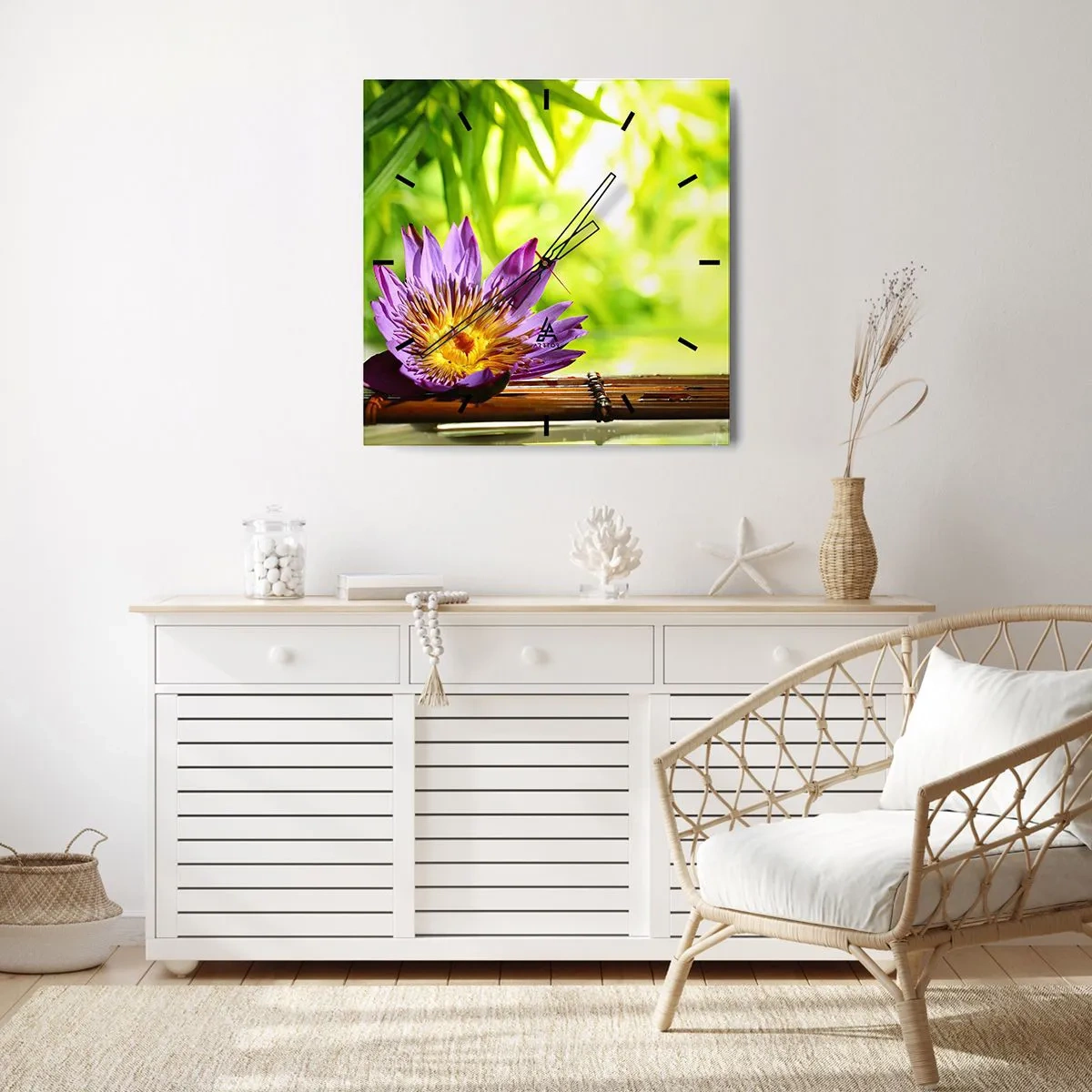 Relógio de parede - Relógio em vidro - Sob o sol asiático - 30x30 cm