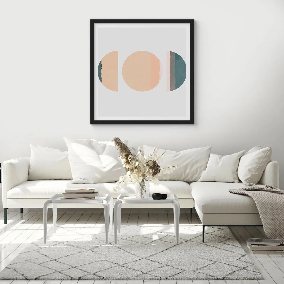 Pôster com moldura preta - Círculo entre círculos - 40x40 cm