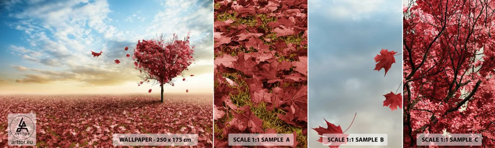 Amostra de Papel de Parede Standard Eco - Ame também o outono - Paisagem, Gráficos, Árvore - 100x30 cm