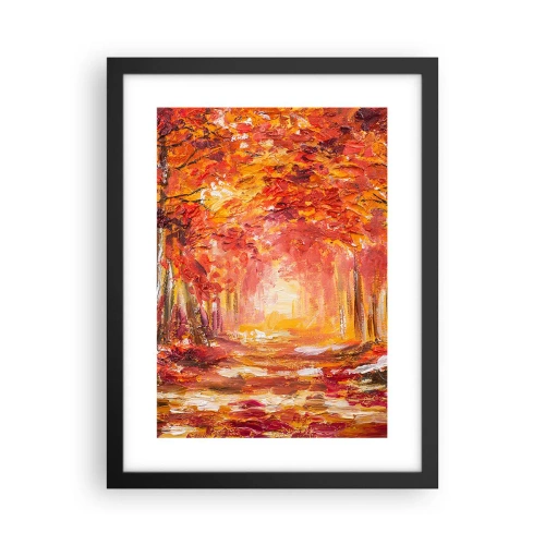 Pôster com moldura preta - Floresta de cobre - 30x40 cm