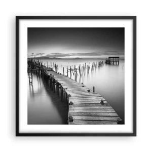 Pôster com moldura preta - A tranquilidade de uma costa esquecida - 50x50 cm