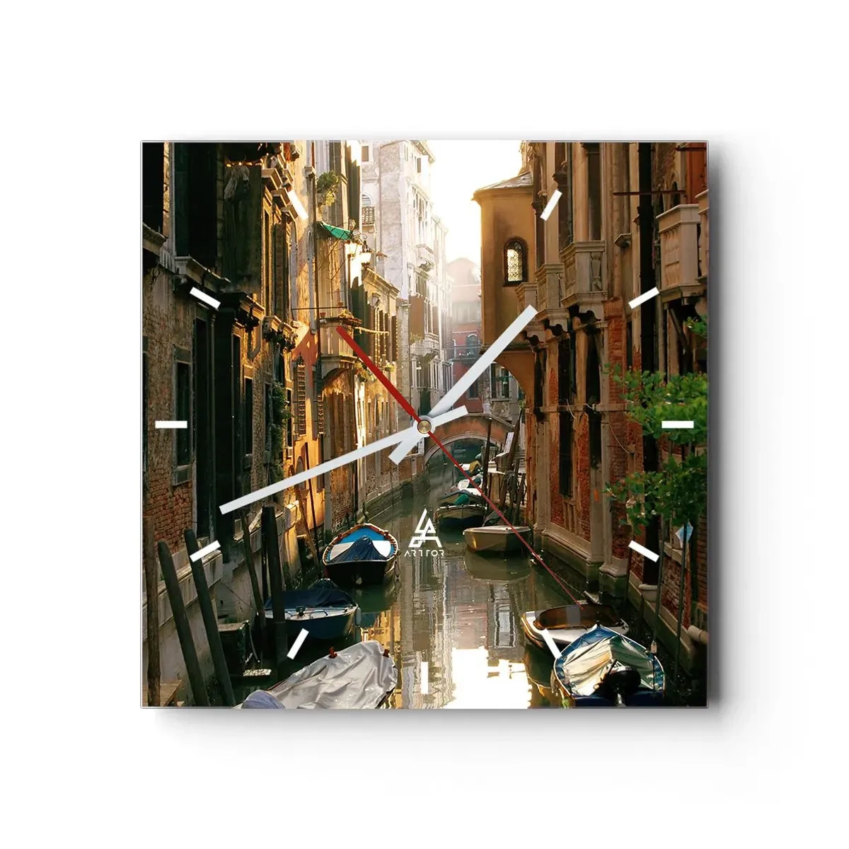 Relógio de parede - Relógio em vidro - Em um beco veneziano - 40x40 cm
