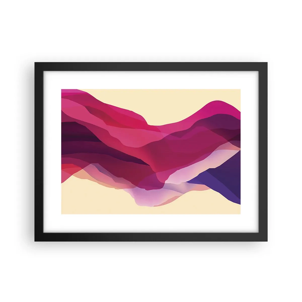 Pôster com moldura preta - Ondas de roxo - 40x30 cm