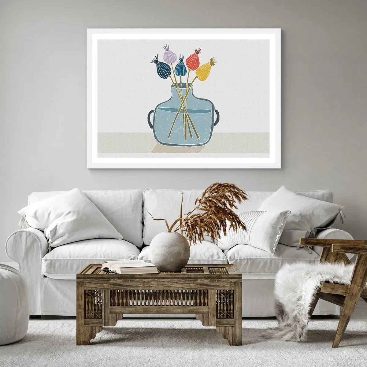 Pôster em moldura branca - Como semeou a papoula - 100x70 cm