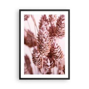 Pôster com moldura preta - Close-up de flores secas em tons de rosa - 50x70cm - Aparentemente discreto - Decoração de parede moderna para a sala de estar e quarto ARTTOR