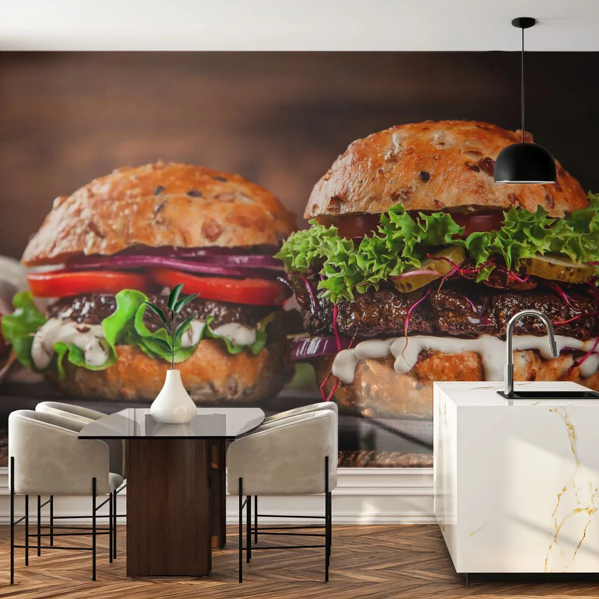 Papel de Parede Autocolante Deluxe Sticker - Sonho americano - Gastronomia, Hamburger, Culinária - 350x256 cm