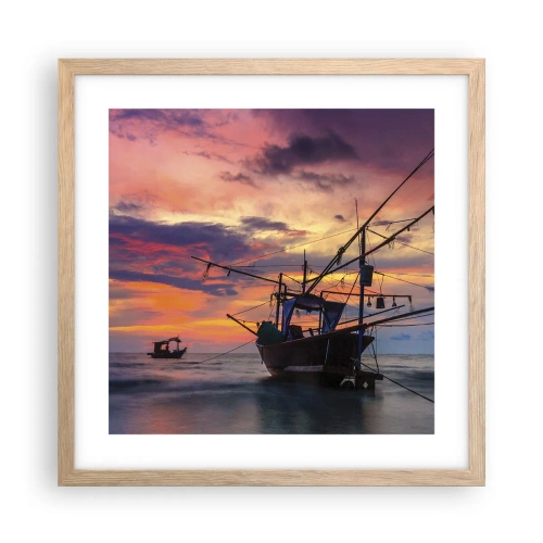 Pôster com moldura de carvalho claro - Noite exótica - 40x40 cm