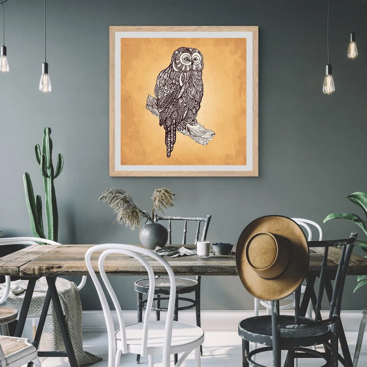 Pôster com moldura de carvalho claro - Ornamentos intrincados de sabedoria - 60x60 cm