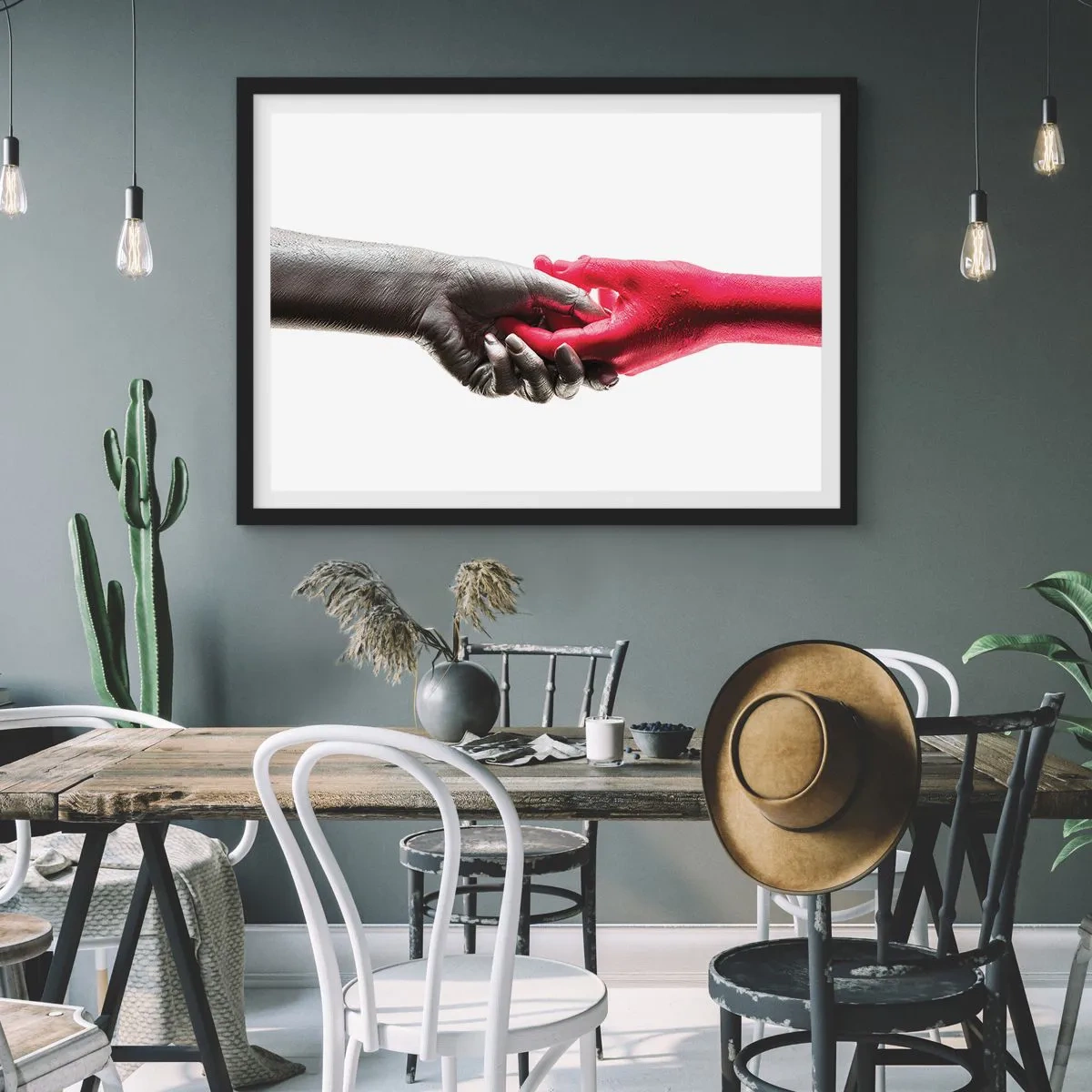 Pôster com moldura preta - Juntos, mas diferentes - 91x61 cm