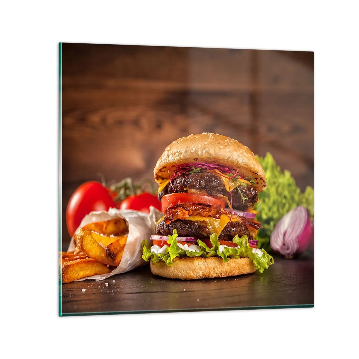 Quadro em vidro - Fruta proibida - 70x70 cm