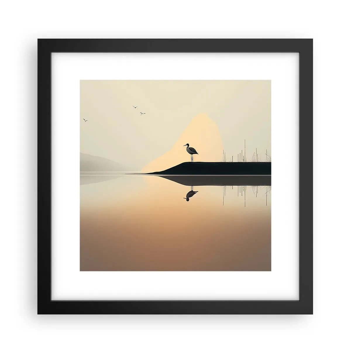 Pôster com moldura preta - Senhor no lago - 30x30 cm