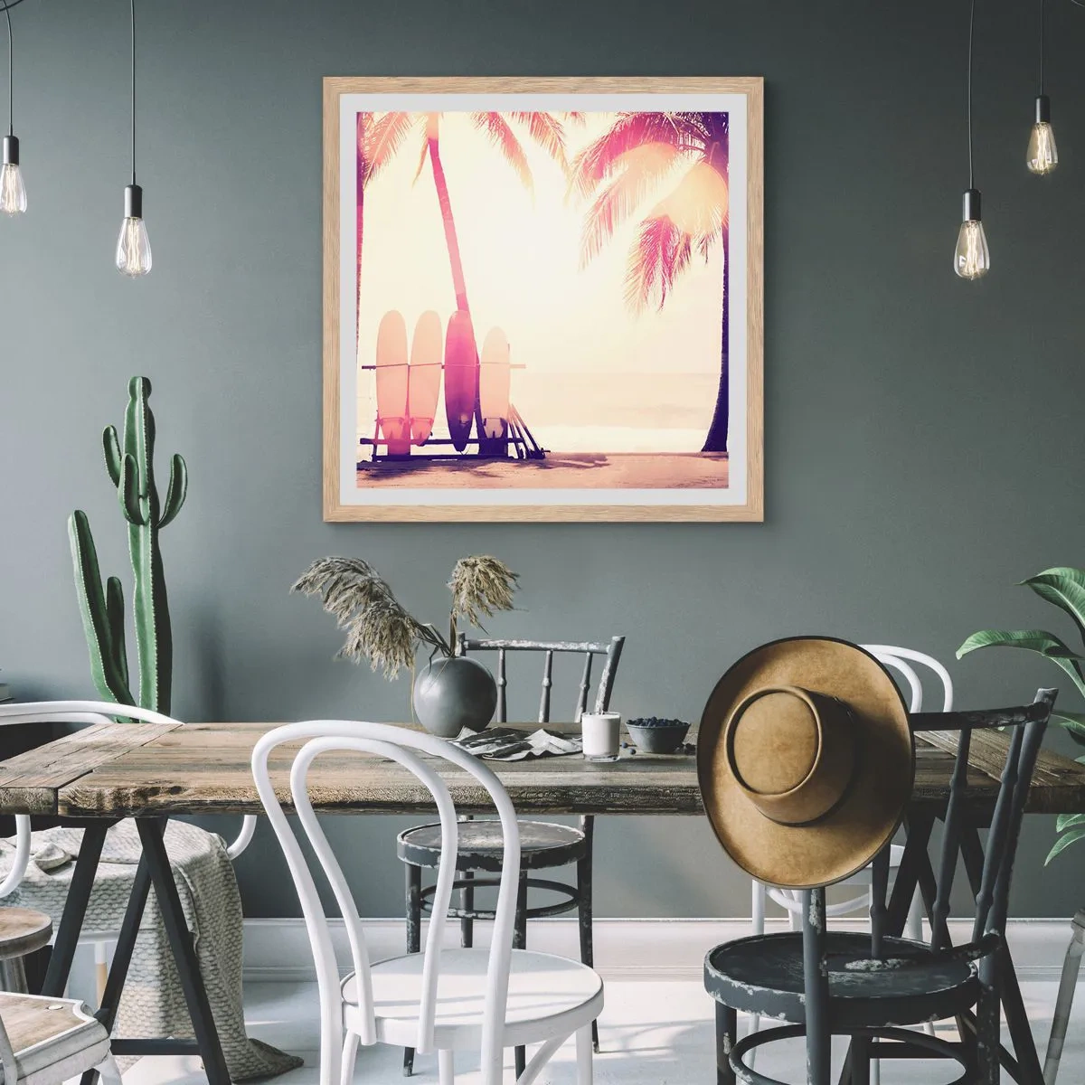 Pôster com moldura de carvalho claro - Vai ser um grande dia - 50x50 cm