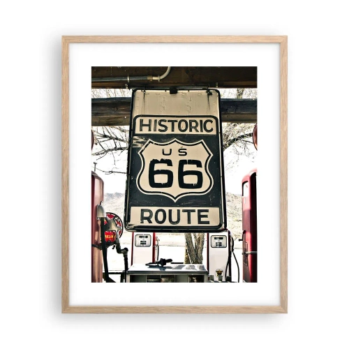 Pôster com moldura de carvalho claro - Viagens retro americanas - 40x50 cm