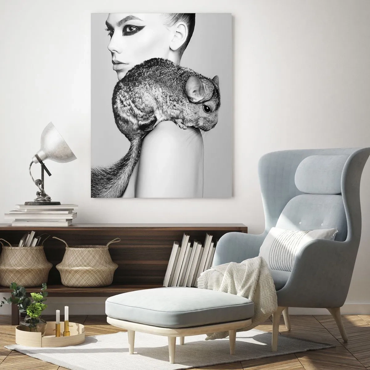 Quadro em vidro - A dama com a chinchila - 50x70 cm
