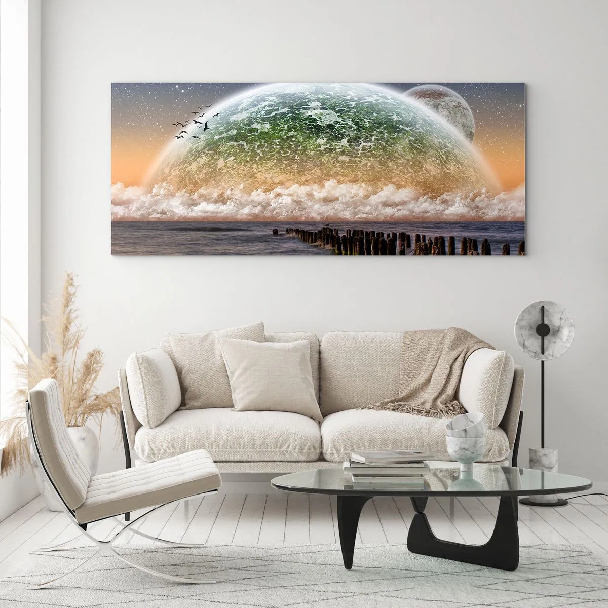 Quadro em vidro - E o mundo emergiu da água - 100x40 cm