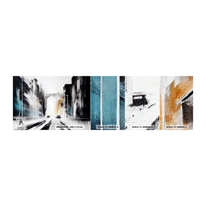 Amostra de papel de parede autocolante Deluxe Sticker - Estudo da cidade: arquitetura e movimento - Arquitetura, Paisagem, Rua - 100x30 cm