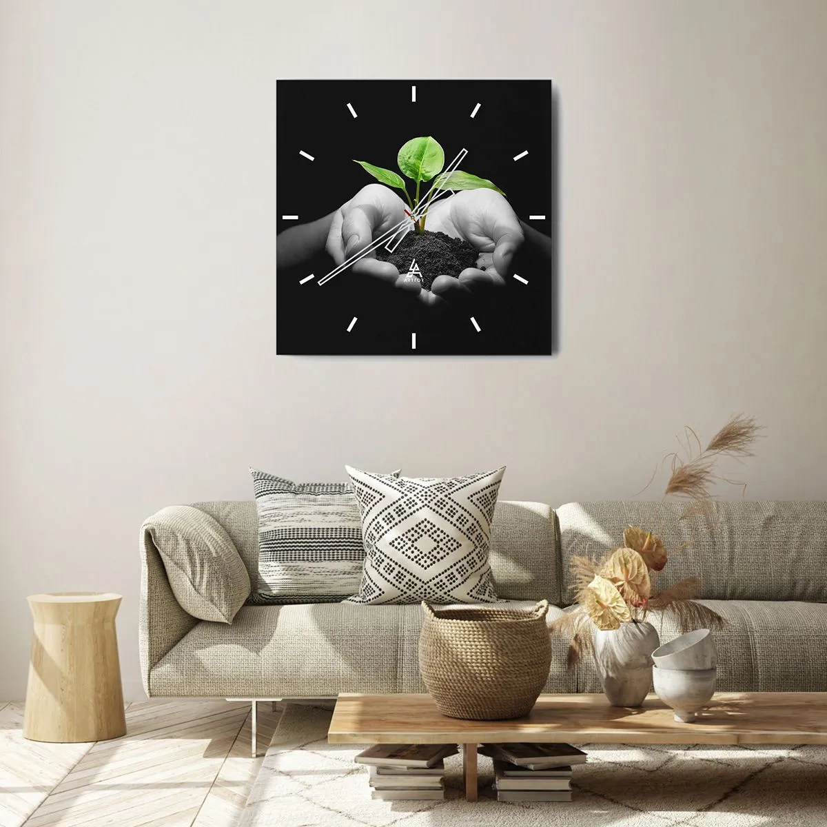 Relógio de parede - Relógio em vidro - Eu amo a natureza, eu a protejo - 40x40 cm