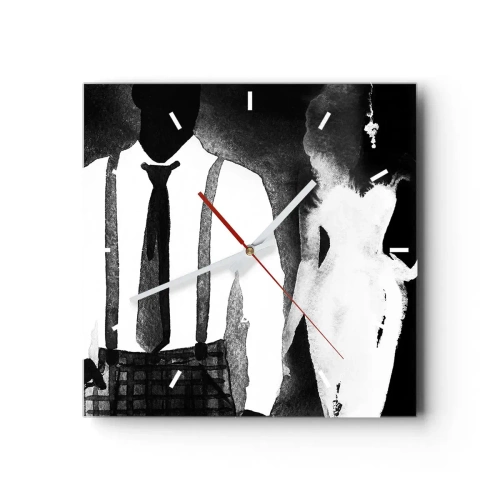 Relógio de parede - Relógio em vidro - Num clima noir - 30x30 cm