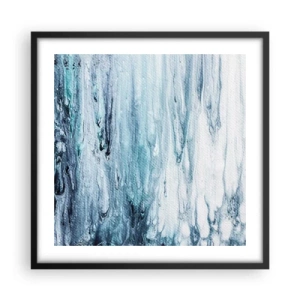 Pôster com moldura preta - Estalactites em azul - 50x50 cm