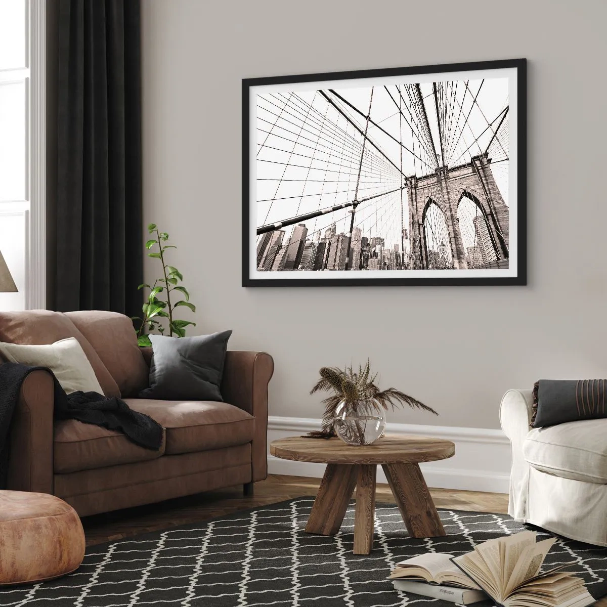 Pôster com moldura preta - Catedral de Nova York - 70x50 cm