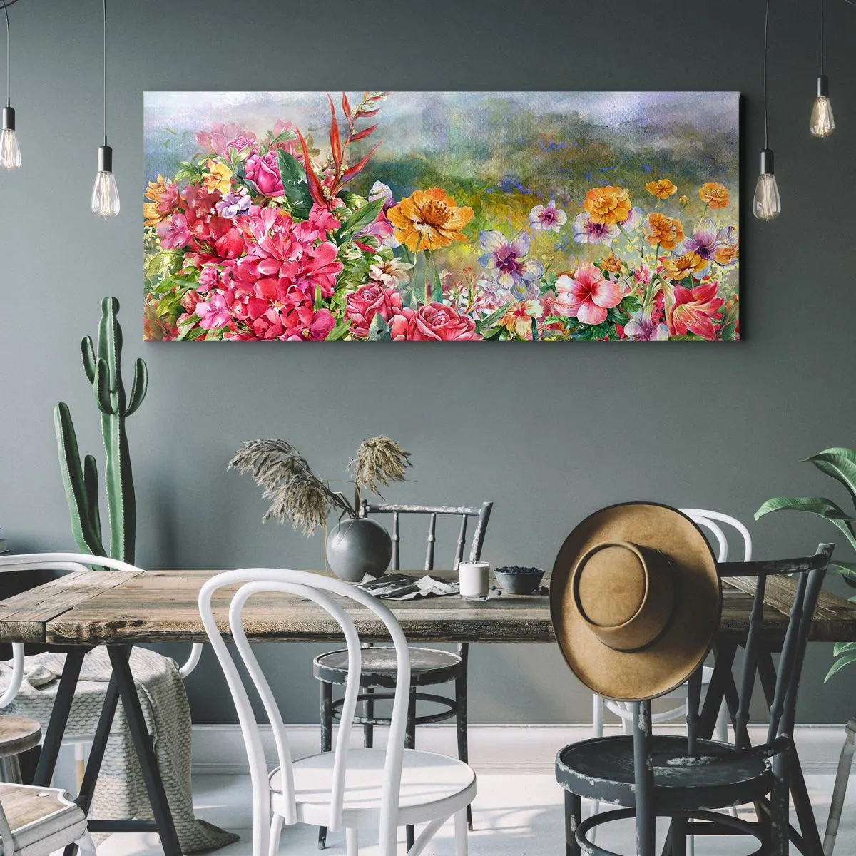 Quadro em tela - O jardim que enlouqueceu - 100x40 cm