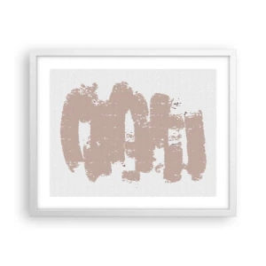 Pôster em moldura branca - Abstração em rosa suave - 50x40 cm