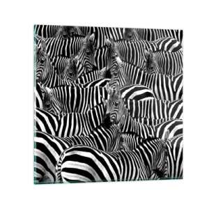 Quadro em vidro - Retrato de grupo em listras - 50x50 cm