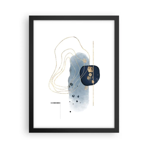 Pôster com moldura preta - Fantasia azul e dourada - 30x40 cm