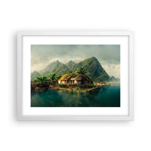 Pôster em moldura branca - Paraíso Tropical - 40x30 cm