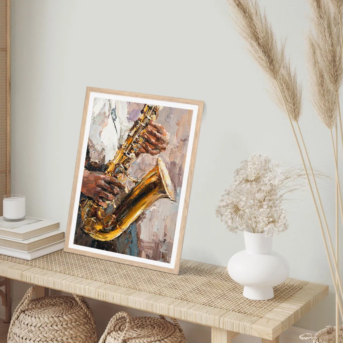 Pôster com moldura de carvalho claro - Hora do solo - 50x70 cm