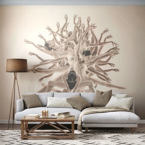 Papel de Parede Premium Sand - Florescendo na dança - Abstração, Pedaço, Balé - 300x210 cm