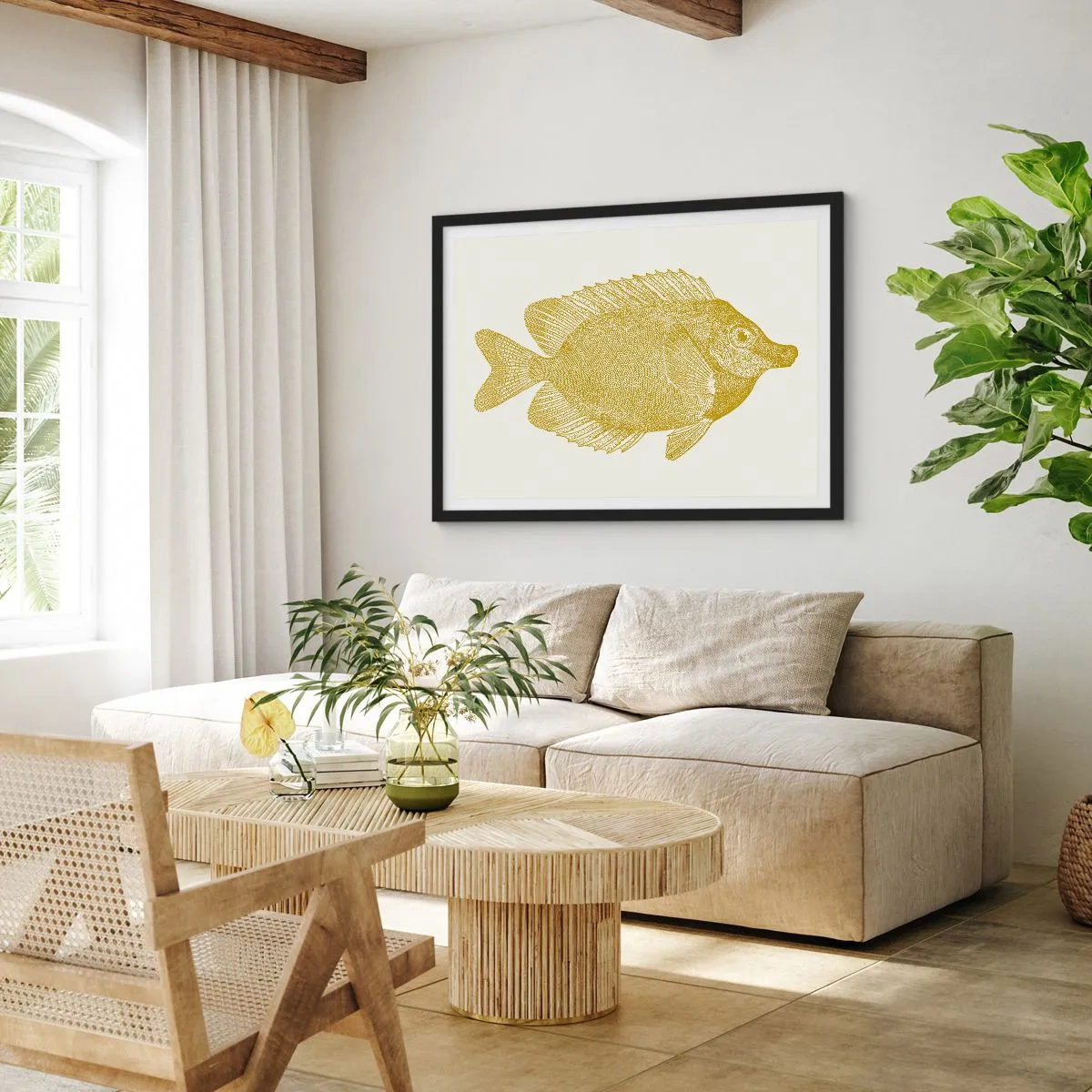 Pôster com moldura preta - Peixe e pronto - 70x50 cm