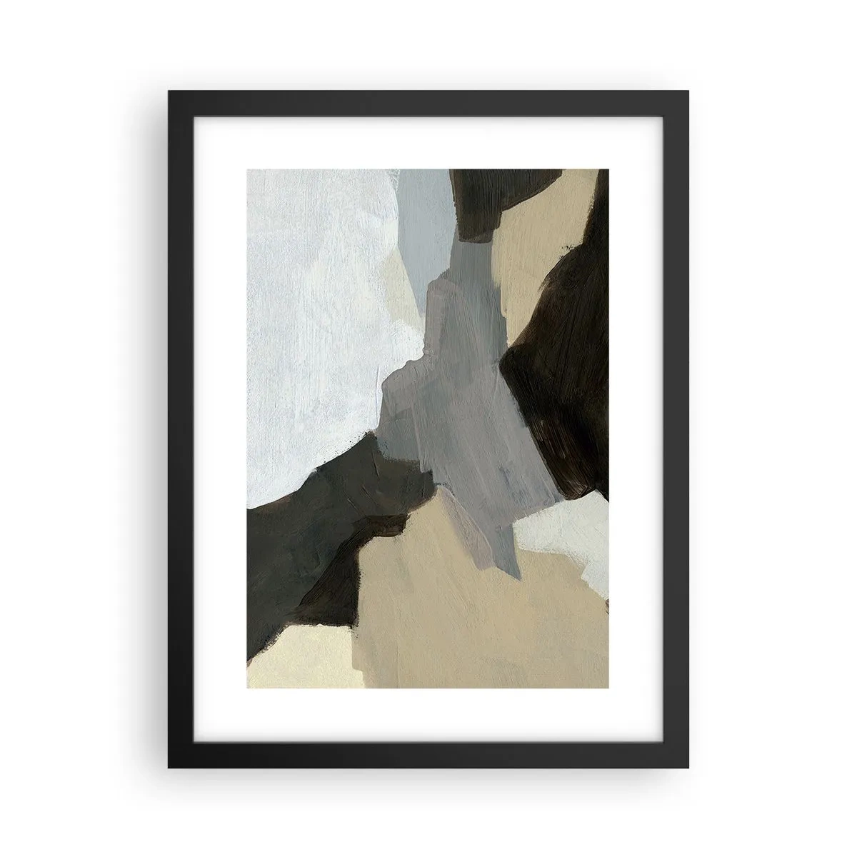 Pôster com moldura preta - Abstração: a encruzilhada do cinza - 30x40 cm