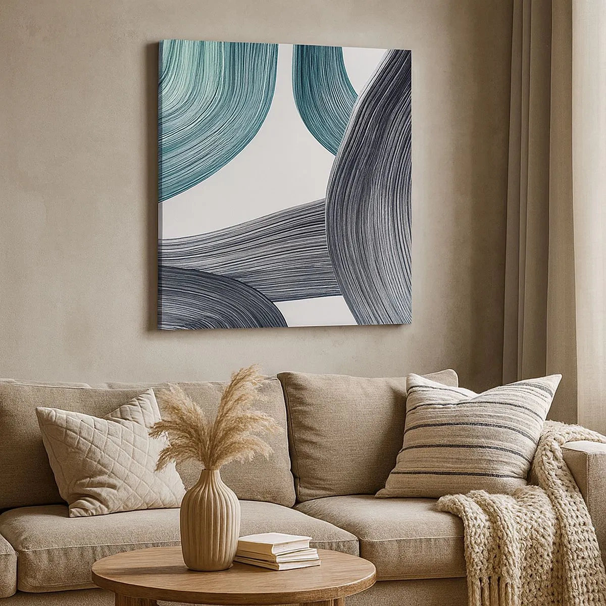 Quadro em tela - Trilhas esmeralda e preta - 30x30 cm