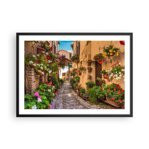Pôster com moldura preta - Beco italiano - 70x50 cm