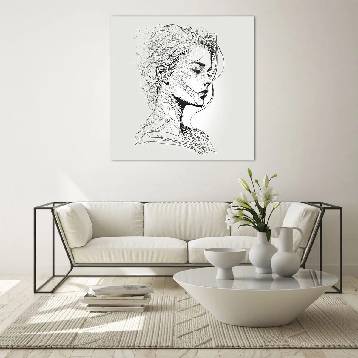 Quadro em vidro - Retrato em pensamento - 70x70 cm