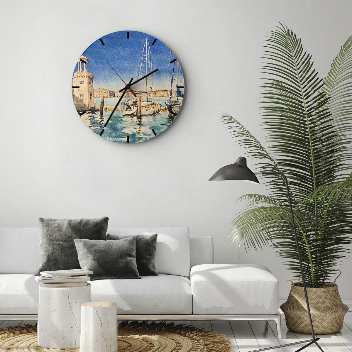 Relógio de parede - Relógio em vidro - Lagoa ensolarada - 40x40 cm